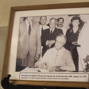 "FDR Signing Social Security Bill with Frances Perkins," 1935 